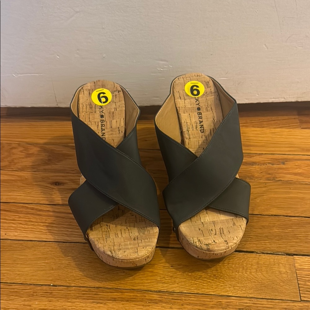 Lucky Brand Navy Wedge Sandals